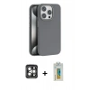 MARSİLYAN™- iPhone 15 Pro Max Kılıf Zirve Modern Prime - Siyah Polymer Nano Ekran Koruyucu + PVD Metal Kamera Lens - GI