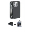 MARSİLYAN™- iPhone 15 Pro Max Kılıf Zirve Modern Prime - Siyah Vanessa Magic Cam + Lacivert Raze Metal Kamera Lens