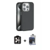 MARSİLYAN™- iPhone 15 Pro Max Kılıf Zirve Modern Prime - Siyah Vanessa Magic Cam + Turuncu PVD Metal Kamera Lens