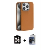 MARSİLYAN™- iPhone 15 Pro Max Kılıf Zirve Modern Prime - Siyah Vanessa Magic Cam + Turuncu PVD Metal Kamera Lens