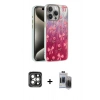 MARSİLYAN™- iPhone 15 Pro Max Kılıf Zirve Modern Prime - Siyah Vanessa Magic Hayalet Cam + PVD Metal Kamera Lens - GI