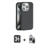 MARSİLYAN™- iPhone 15 Pro Max Kılıf Zirve Modern Prime - Siyah Vanessa Magic Hayalet Cam + PVD Metal Kamera Lens - GI