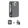 MARSİLYAN™- iPhone 15 Pro Max Kılıf Zirve Modern Prime - Siyah Vanessa Magic Hayalet Cam + PVD Metal Kamera Lens - GI
