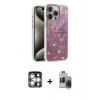 MARSİLYAN™- iPhone 15 Pro Max Kılıf Zirve Modern Prime - Siyah Vanessa Magic Hayalet Cam + PVD Metal Kamera Lens - GS