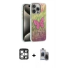 MARSİLYAN™- iPhone 15 Pro Max Kılıf Zirve Modern Prime - Siyah Vanessa Magic Hayalet Cam + PVD Metal Kamera Lens - GS