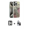 MARSİLYAN™- iPhone 15 Pro Max Kılıf Zirve Modern Prime - Siyah Vanessa Magic Hayalet Cam + PVD Metal Kamera Lens - GS