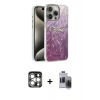 MARSİLYAN™- iPhone 15 Pro Max Kılıf Zirve Modern Prime - Siyah Vanessa Magic Hayalet Cam + PVD Metal Kamera Lens - GS