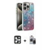 MARSİLYAN™- iPhone 15 Pro Max Kılıf Zirve Modern Prime - Siyah Vanessa Magic Hayalet Cam + PVD Metal Kamera Lens - LT