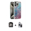 MARSİLYAN™- iPhone 15 Pro Max Kılıf Zirve Modern Prime - Siyah Vanessa Magic Hayalet Cam + PVD Metal Kamera Lens - TU
