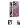 MARSİLYAN™- iPhone 15 Pro Max Kılıf Zirve Modern Prime - Siyah Vanessa Magic Hayalet Cam + PVD Metal Kamera Lens - SH
