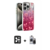 MARSİLYAN™- iPhone 15 Pro Max Kılıf Zirve Modern Prime - Siyah Vanessa Magic Hayalet Cam + PVD Metal Kamera Lens - SH