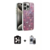 MARSİLYAN™- iPhone 15 Pro Max Kılıf Zirve Modern Prime - Siyah Vanessa Magic Hayalet Cam + PVD Metal Kamera Lens - TU