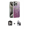 MARSİLYAN™- iPhone 15 Pro Max Kılıf Zirve Modern Prime - Siyah Vanessa Magic Hayalet Cam + PVD Metal Kamera Lens - TU