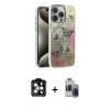 MARSİLYAN™- iPhone 15 Pro Max Kılıf Zirve Modern Prime - Siyah Vanessa Magic Hayalet Cam + PVD Metal Kamera Lens - TU