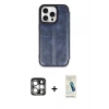 MARSİLYAN™- iPhone 15 Pro Max Kılıf Zirve Yansıma Serisi - Şeffaf Pasifik Cam Ekran Koruyucu + Gümüş PVD Metal Kamera Lens
