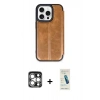 MARSİLYAN™- iPhone 15 Pro Max Kılıf Zirve Yansıma Serisi - Şeffaf Pasifik Cam Ekran Koruyucu + Gümüş PVD Metal Kamera Lens