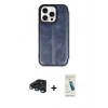 MARSİLYAN™- iPhone 15 Pro Max Kılıf Zirve Yansıma Serisi - Şeffaf Pasifik Cam Ekran Koruyucu + Lacivert Raze Metal Kamera Lens