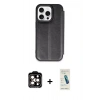 MARSİLYAN™- iPhone 15 Pro Max Kılıf Zirve Yansıma Serisi - Şeffaf Pasifik Cam Ekran Koruyucu + PVD Metal Kamera Lens - TU