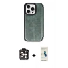 MARSİLYAN™- iPhone 15 Pro Max Kılıf Zirve Yansıma Serisi - Şeffaf Pasifik Cam Ekran Koruyucu + PVD Metal Kamera Lens - TU