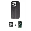 MARSİLYAN™- iPhone 15 Pro Max Kılıf Zirve Yansıma Serisi - Siyah 360 Mat Full Body Arka Koruyucu + PVD Metal Kamera Lens - LT