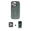MARSİLYAN™- iPhone 15 Pro Max Kılıf Zirve Yansıma Serisi - Siyah 360 Mat Full Body Arka Koruyucu + PVD Metal Kamera Lens - SH