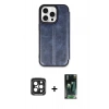 MARSİLYAN™- iPhone 15 Pro Max Kılıf Zirve Yansıma Serisi - Siyah 360 Mat Full Body Arka Koruyucu + PVD Metal Kamera Lens - SH