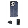 MARSİLYAN™- iPhone 15 Pro Max Kılıf Zirve Yansıma Serisi - Siyah 3D Antistatik Hayalet Cam Ekran Koruyucu + Raze Metal Kamera Lens - LT