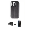 MARSİLYAN™- iPhone 15 Pro Max Kılıf Zirve Yansıma Serisi - Siyah 3D Antistatik Hayalet Cam Ekran Koruyucu + Raze Metal Kamera Lens - GS