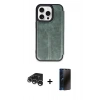 MARSİLYAN™- iPhone 15 Pro Max Kılıf Zirve Yansıma Serisi - Siyah 3D Antistatik Hayalet Cam Ekran Koruyucu + Raze Metal Kamera Lens - GS