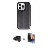 MARSİLYAN™- iPhone 15 Pro Max Kılıf Zirve Yansıma Serisi - Siyah 3D Antistatik Mat Seramik Nano Ekran Koruyucu + Raze Metal Kamera Lens - TMGI