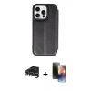 MARSİLYAN™- iPhone 15 Pro Max Kılıf Zirve Yansıma Serisi - Siyah 3D Antistatik Mat Seramik Nano Ekran Koruyucu + Raze Metal Kamera Lens - GS