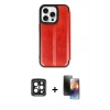 MARSİLYAN™- iPhone 15 Pro Max Kılıf Zirve Yansıma Serisi - Siyah 3D Antistatik Mat Seramik Nano Ekran Koruyucu + Siyah PVD Metal Kamera Lens