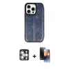 MARSİLYAN™- iPhone 15 Pro Max Kılıf Zirve Yansıma Serisi - Siyah 3D Antistatik Mat Seramik Nano Ekran Koruyucu + PVD Metal Kamera Lens - GS