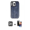 MARSİLYAN™- iPhone 15 Pro Max Kılıf Zirve Yansıma Serisi - Siyah 3D Antistatik Mat Seramik Nano Ekran Koruyucu + Siyah PVD Metal Kamera Lens