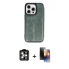 MARSİLYAN™- iPhone 15 Pro Max Kılıf Zirve Yansıma Serisi - Siyah 3D Antistatik Mat Seramik Nano Ekran Koruyucu + PVD Metal Kamera Lens - TU
