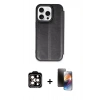 MARSİLYAN™- iPhone 15 Pro Max Kılıf Zirve Yansıma Serisi - Siyah 3D Antistatik Mat Seramik Nano Ekran Koruyucu + PVD Metal Kamera Lens - TU