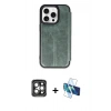 MARSİLYAN™- iPhone 15 Pro Max Kılıf Zirve Yansıma Serisi - Siyah 3D Antistatik Seramik Nano Ekran Koruyucu + PVD Metal Kamera Lens - GI