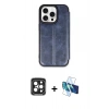 MARSİLYAN™- iPhone 15 Pro Max Kılıf Zirve Yansıma Serisi - Siyah 3D Antistatik Seramik Nano Ekran Koruyucu + PVD Metal Kamera Lens - SH