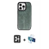 MARSİLYAN™- iPhone 15 Pro Max Kılıf Zirve Yansıma Serisi - Siyah 3D Antistatik Seramik Nano Ekran Koruyucu + PVD Metal Kamera Lens - SH