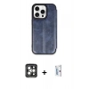 MARSİLYAN™- iPhone 15 Pro Max Kılıf Zirve Yansıma Serisi - Siyah Bilvis 0.18mm Plus Cam Ekran Koruyucu + PVD Metal Kamera Lens - GI