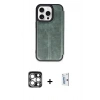 MARSİLYAN™- iPhone 15 Pro Max Kılıf Zirve Yansıma Serisi - Siyah Bilvis 0.18mm Plus Cam Ekran Koruyucu + PVD Metal Kamera Lens - GS