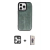 MARSİLYAN™- iPhone 15 Pro Max Kılıf Zirve Yansıma Serisi - Siyah Bilvis 3D Cam Ekran Koruyucu + PVD Metal Kamera Lens - GS
