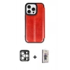 MARSİLYAN™- iPhone 15 Pro Max Kılıf Zirve Yansıma Serisi - Siyah Bilvis 3D Cam Ekran Koruyucu + PVD Metal Kamera Lens - GS