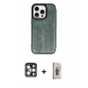 MARSİLYAN™- iPhone 15 Pro Max Kılıf Zirve Yansıma Serisi - Siyah Bilvis 3D Cam Ekran Koruyucu + PVD Metal Kamera Lens - LT