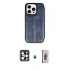 MARSİLYAN™- iPhone 15 Pro Max Kılıf Zirve Yansıma Serisi - Siyah Bilvis 3D Cam Ekran Koruyucu + PVD Metal Kamera Lens - LT