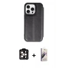 MARSİLYAN™- iPhone 15 Pro Max Kılıf Zirve Yansıma Serisi - Siyah Bilvis 3D Mat Cam Ekran Koruyucu + PVD Metal Kamera Lens - TU