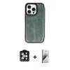 MARSİLYAN™- iPhone 15 Pro Max Kılıf Zirve Yansıma Serisi - Siyah Bilvis 3D Mat Cam Ekran Koruyucu + PVD Metal Kamera Lens - TU