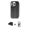MARSİLYAN™- iPhone 15 Pro Max Kılıf Zirve Yansıma Serisi - Siyah Bilvis 3D Mat Cam Ekran Koruyucu + Raze Metal Kamera Lens - LT