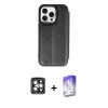 MARSİLYAN™- iPhone 15 Pro Max Kılıf Zirve Yansıma Serisi - Siyah Bilvis 5in1 3D Magic Cam Ekran Koruyucu + PVD Metal Kamera Lens - GI