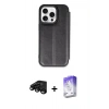 MARSİLYAN™- iPhone 15 Pro Max Kılıf Zirve Yansıma Serisi - Siyah Bilvis 5in1 3D Magic Cam Ekran Koruyucu + Raze Metal Kamera Lens - SH
